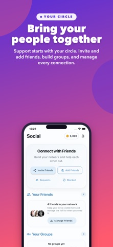 Fravorly social screen for inviting friends and managing connections